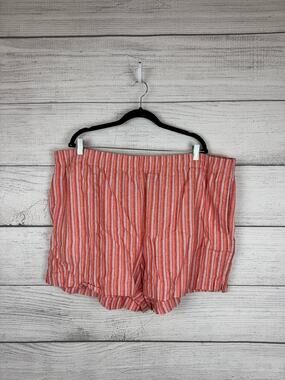 Old Navy Plus Size Orange Coral Stripe Linen Blend Pull On Shorts Size 3X
